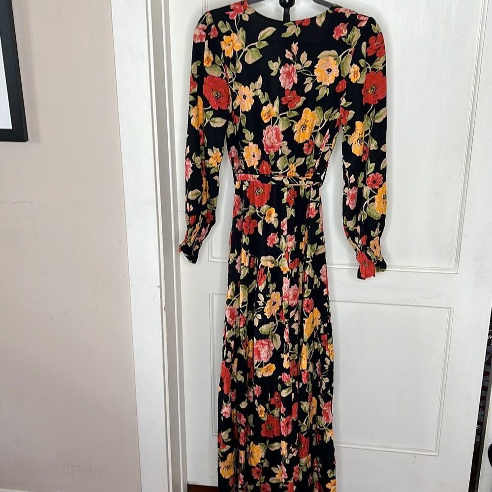 Petal & Pup RUANA MAXI DRESS BLACK FLORAL Long Sleeve Size XS Nwot - Picture 6 of 6